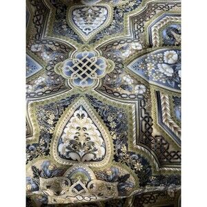 Peggy Toole Robert Kaufman Holiday Flourish Blue Gold Fancy Quilting Fabric 2 Y